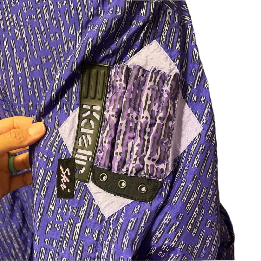 80s Vintage Kaelin two piece ski suit purple abstract 10 jacket pants - Picture 8 of 16